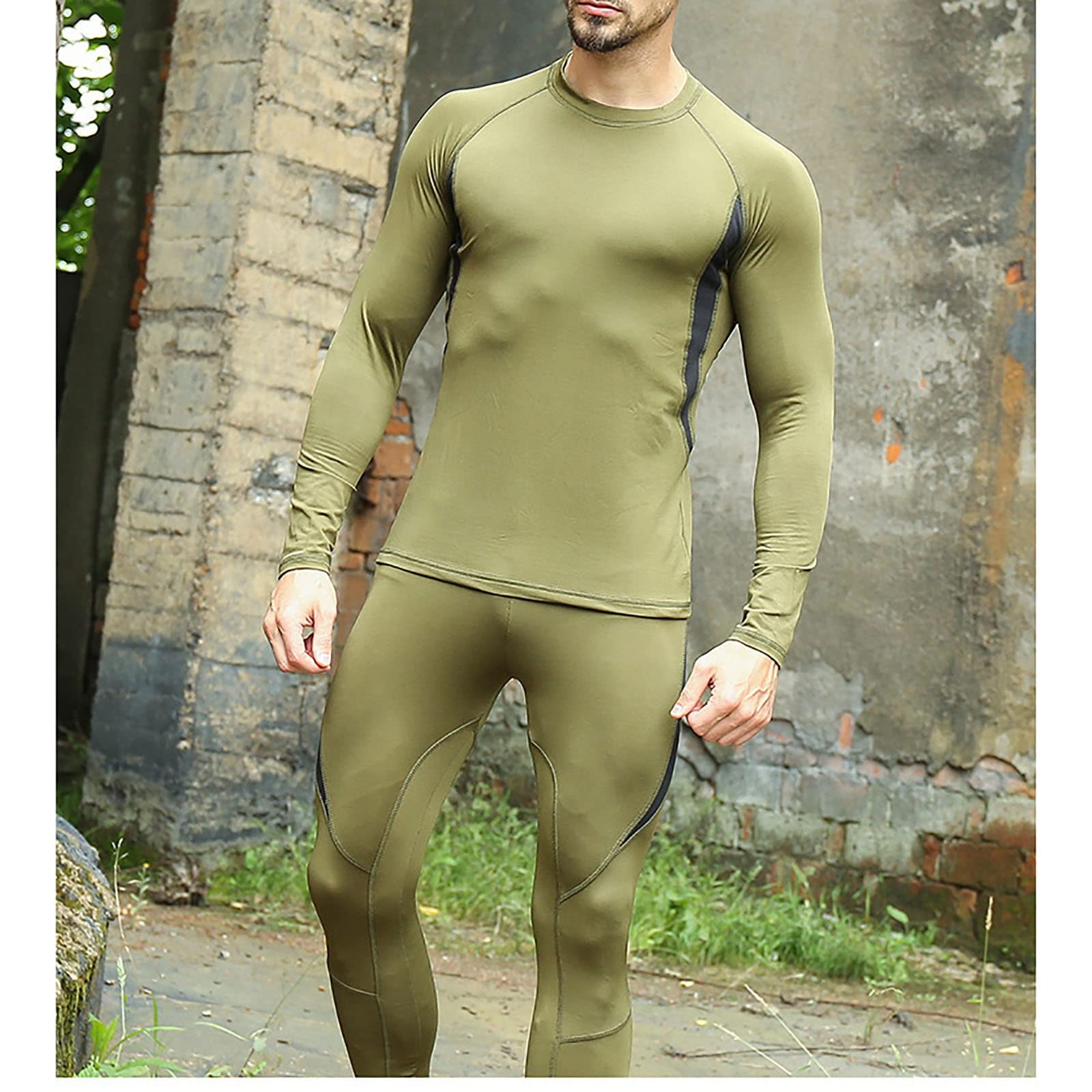 Set di biancheria intima termica in pile da uomo, funzione di assorbimento del sudore di asciugatura rapida invernale Top e leggings sportivi da uomo, per tuta di compressione dello strato base della