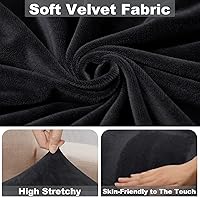 Vista 3 de NAISI Funda para Sofá Seccional 1 Pieza Funda de Chaise Lounge Separada de Terciopelo Fundas Suaves Elásticas para Sofá para Sofá Seccional Negro