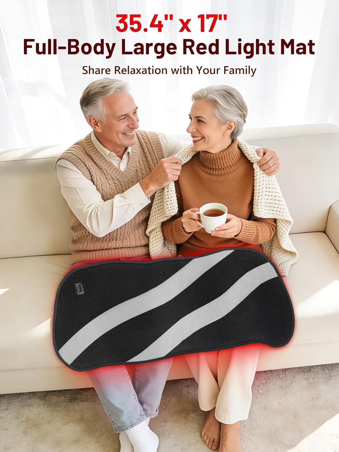 35.4'' x 17'' Large Red Light Therapy Mat for Body, 500 LEDs 660nm& 850nm Near Infrared Light Therapy Pad Wrap Belt Blanket, with Timer & Controller for Back Waist Shoulder Knee Joint Muscle - Image 3