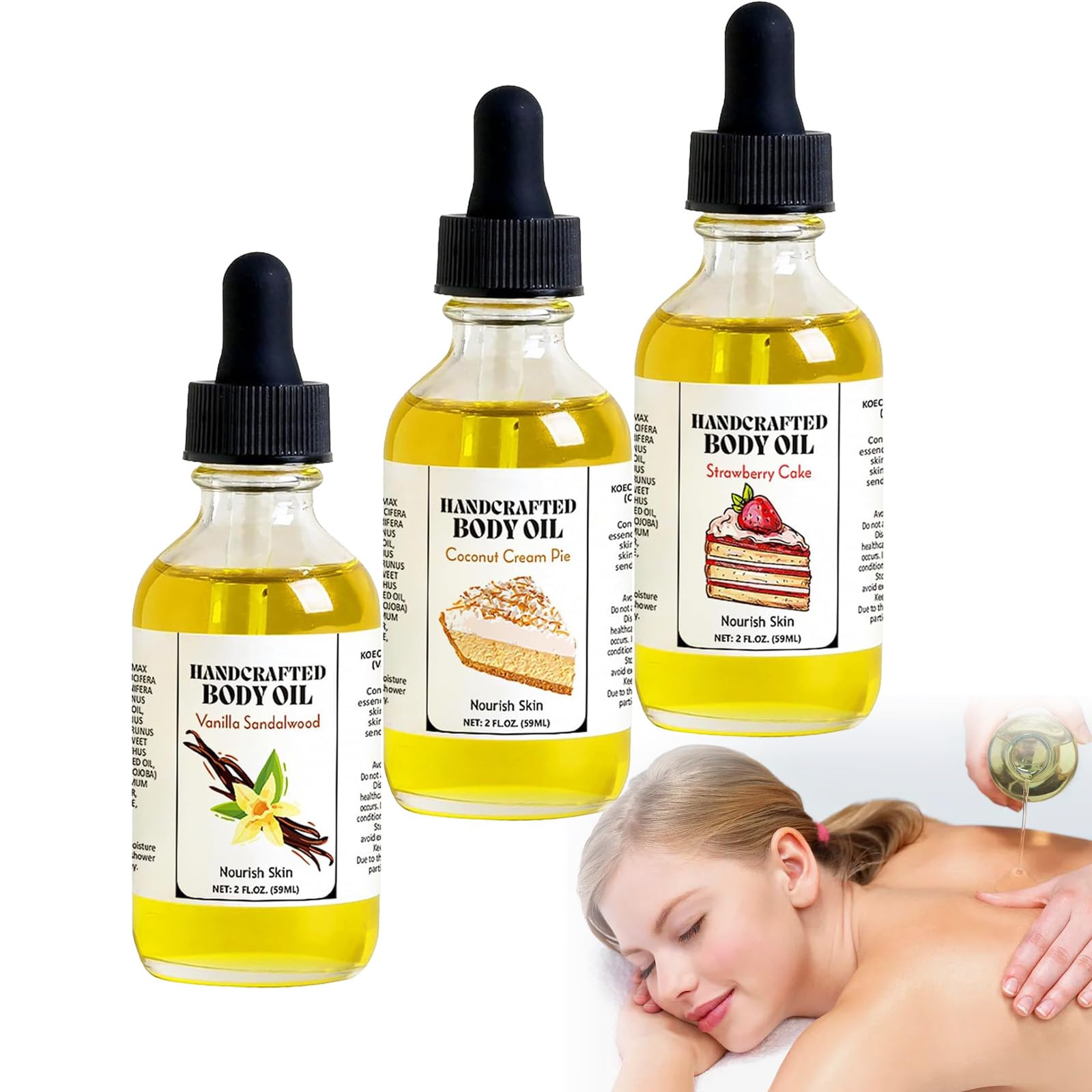 MGX Coconut Cream Pie Body Oil, Handcrafted Body Oil Coconut Cream Pie, Moisturizing Body Oil Vanilla, Body Juice Oil Vanilla, Hand Crafted Body Oil for All Skin Types (mix)