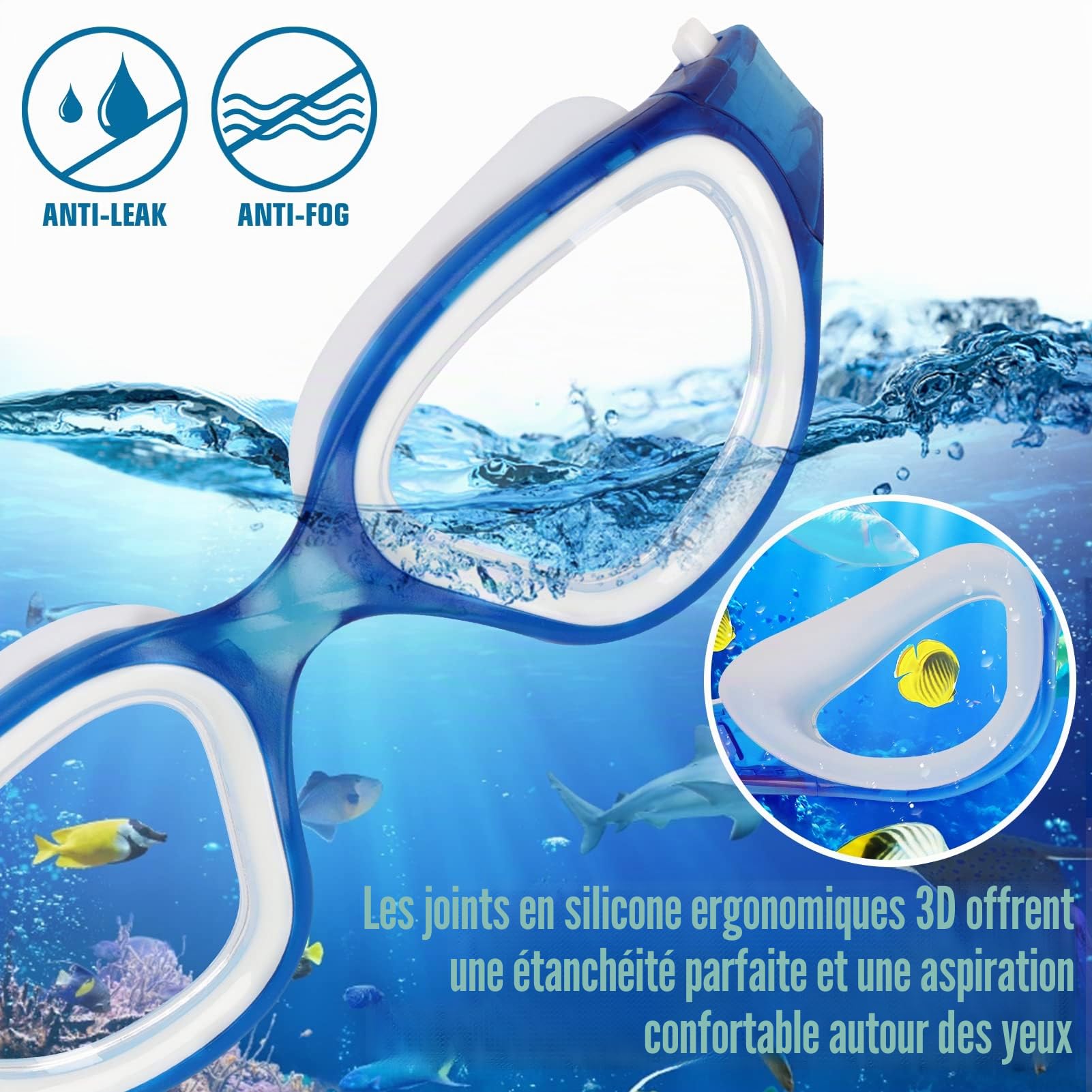 Winline Lunettes de natation à verres polarisés, Anti buée Anti UV Étanches Vision nette Réglage facile Pont souple, pour Hommes Femmes Adultes Adolescents