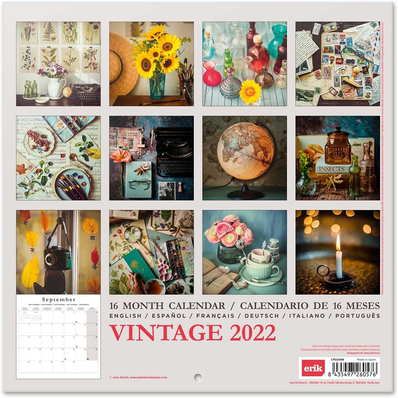 Grupo Erik: Official Vintage 2022 Wall Calendar, 2022 Calendar, 12' x 12' Square Wall Calendar 2022, Family Calendar 2022, Kitchen Calendar 2022, Vintage Calendar