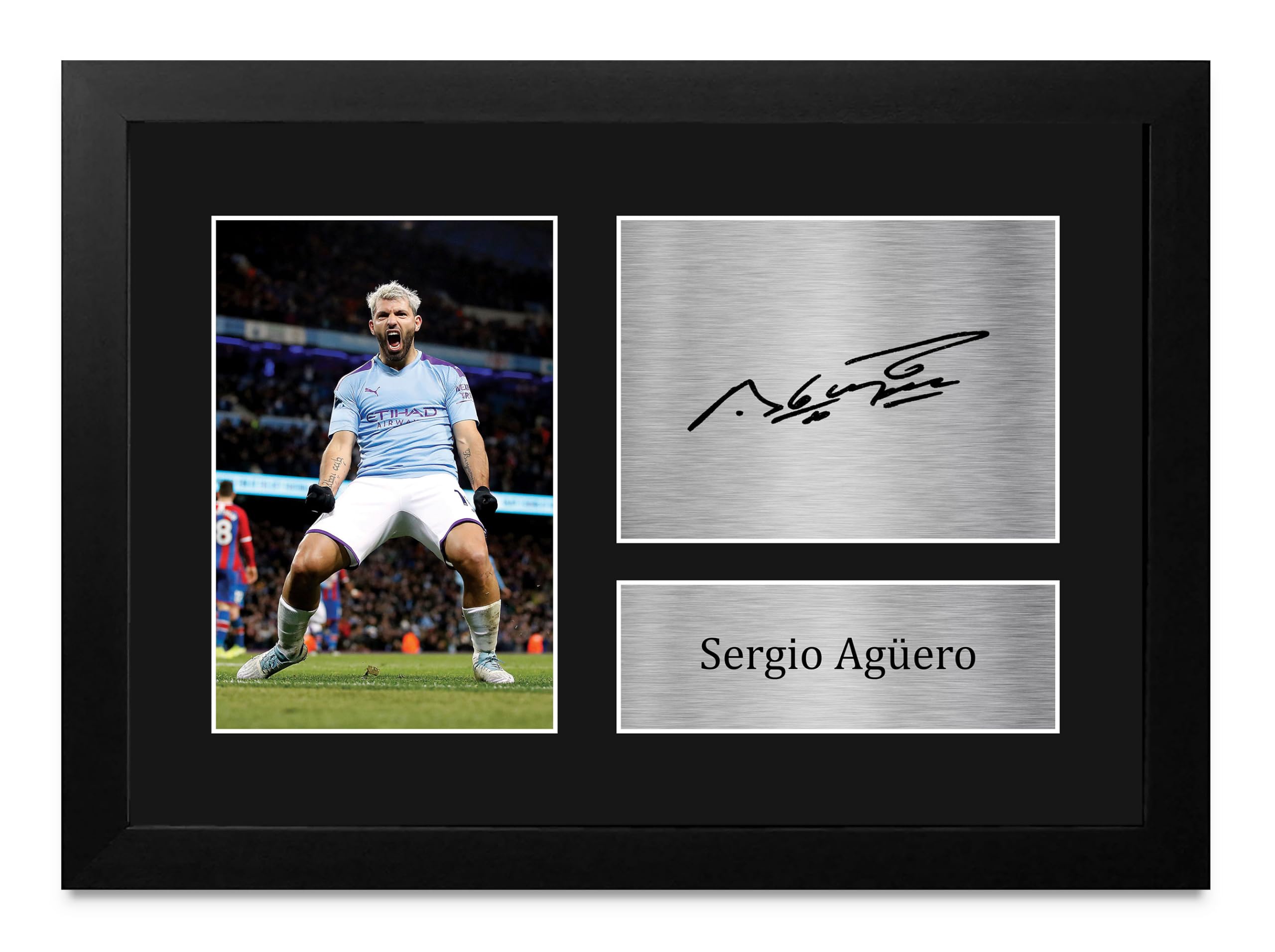 HWC Trading FR Sergio Aguero Gift Signed FRAMED A4 Printed Autograph Manchester City Gifts Print Photo Picture Display-image-7
