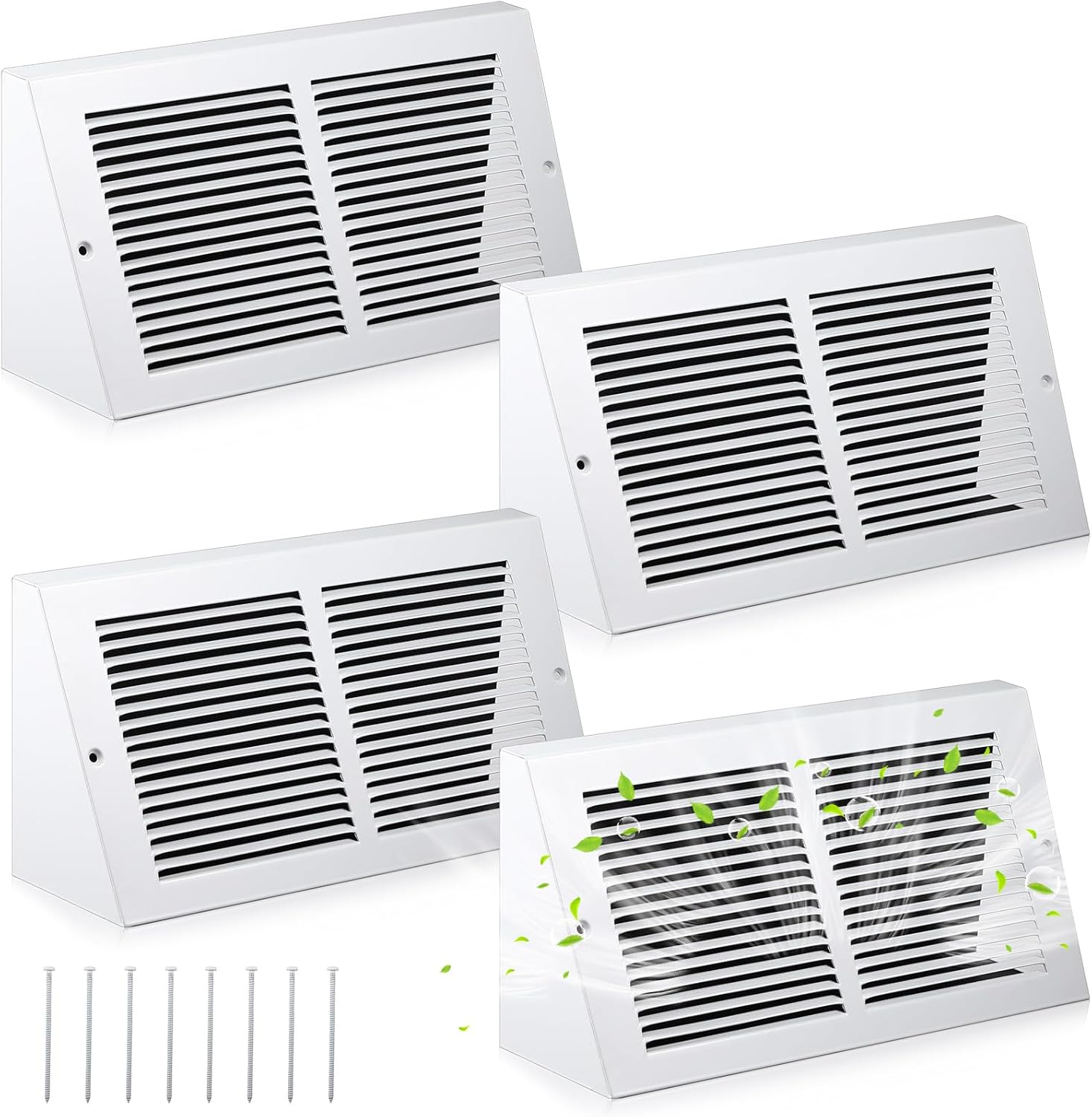 Honeydak 2 Pack Baseboard Vent Covers 14" X 6" Duct Opening Size Steel Triangular Baseboard Return Air Grille, Air Register Vent Cover Grill Diffuser Outer Dimensions: 15-3/4" x 6-5/8"
