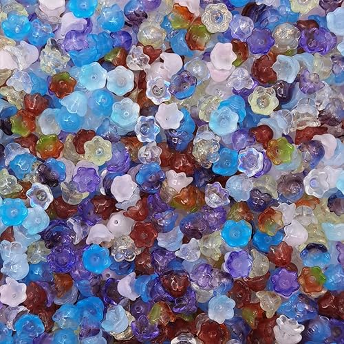 Miniatura 3 de INSPIRELLE 100 cuentas de cristal con forma de flor de lirio de los valles para fabricación de joyas y accesorios de manualidades (mezcladas, 0.433