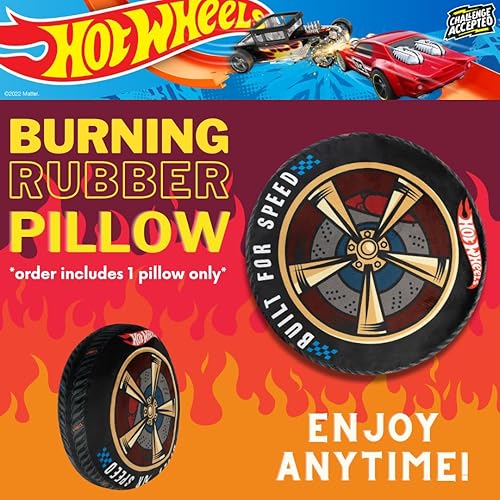 Miniatura 2 de Franco Almohada decorativa súper suave para ropa de cama (producto 100% oficial), redonda de 14 pulgadas, Hot Wheels