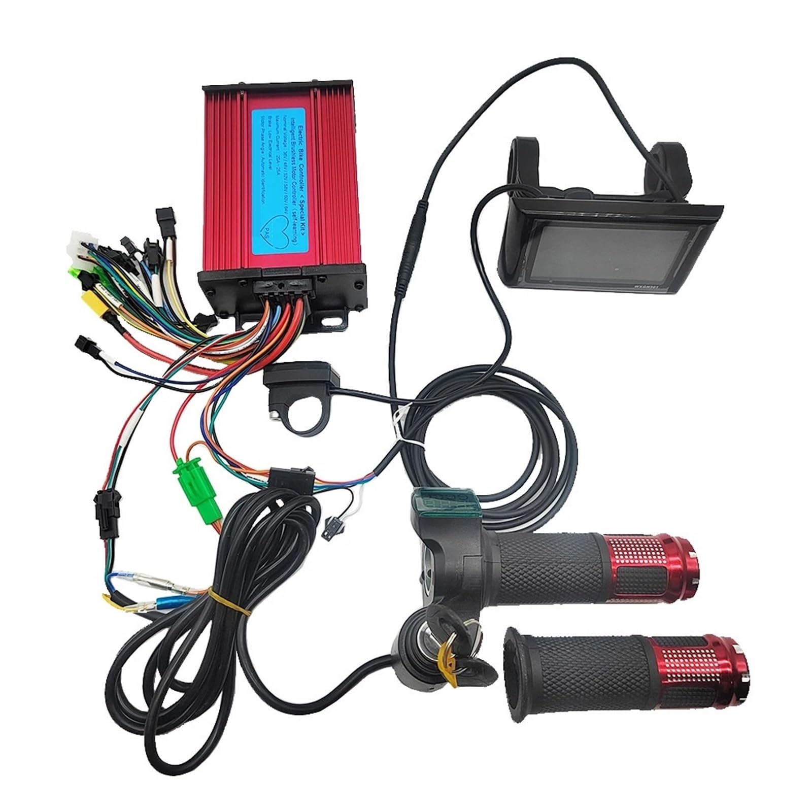 Sterownik bezszczotkowy do roweru elektrycznego/skutera elektrycznego 36 V, 48 V, 60 V, 350 W, 500 W, 600 W MAX25A z wyświetlaczem i przepustnicą (zestaw 36 V-60 V 20-25 A)