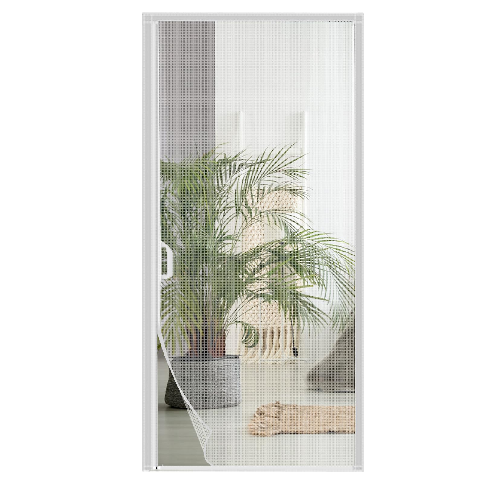 Moustiquaire de porte magnétique blanche 70x190 cm pour balcon et salon
