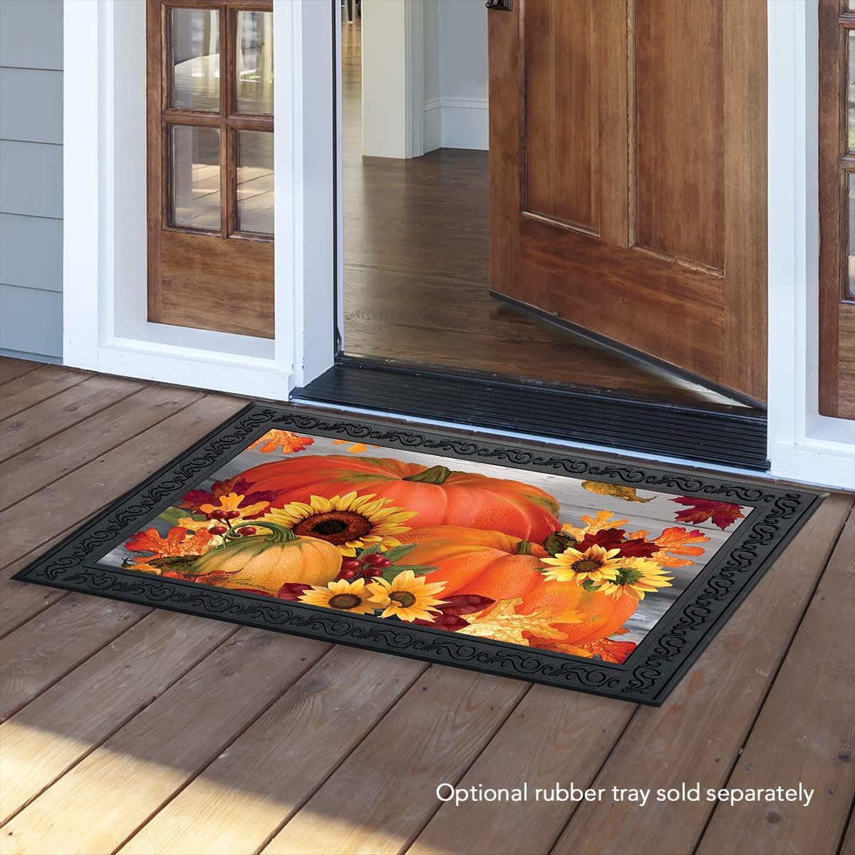 Briarwood Lane Fall Doormat 30x18 Indoor Outdoor Autumn Pumpkin Trio for Fall Doormat
