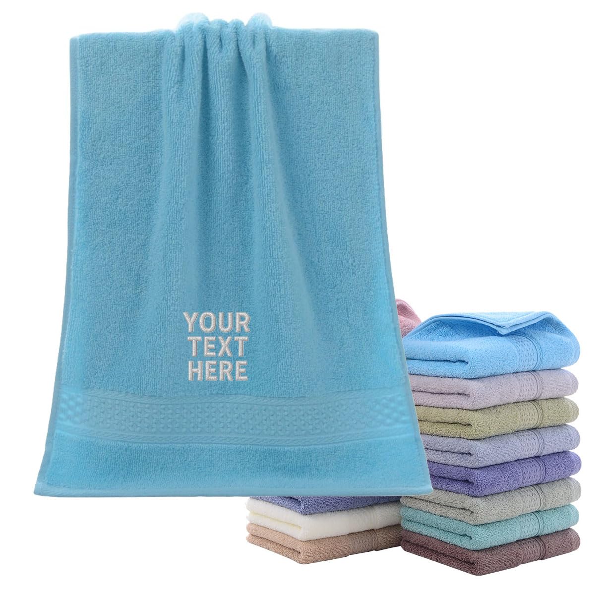 Van Der Linn Personalised Embroidered Custom Name Towels Face Cloth Hand Towel Gift Bathroom (Teal (74x33))