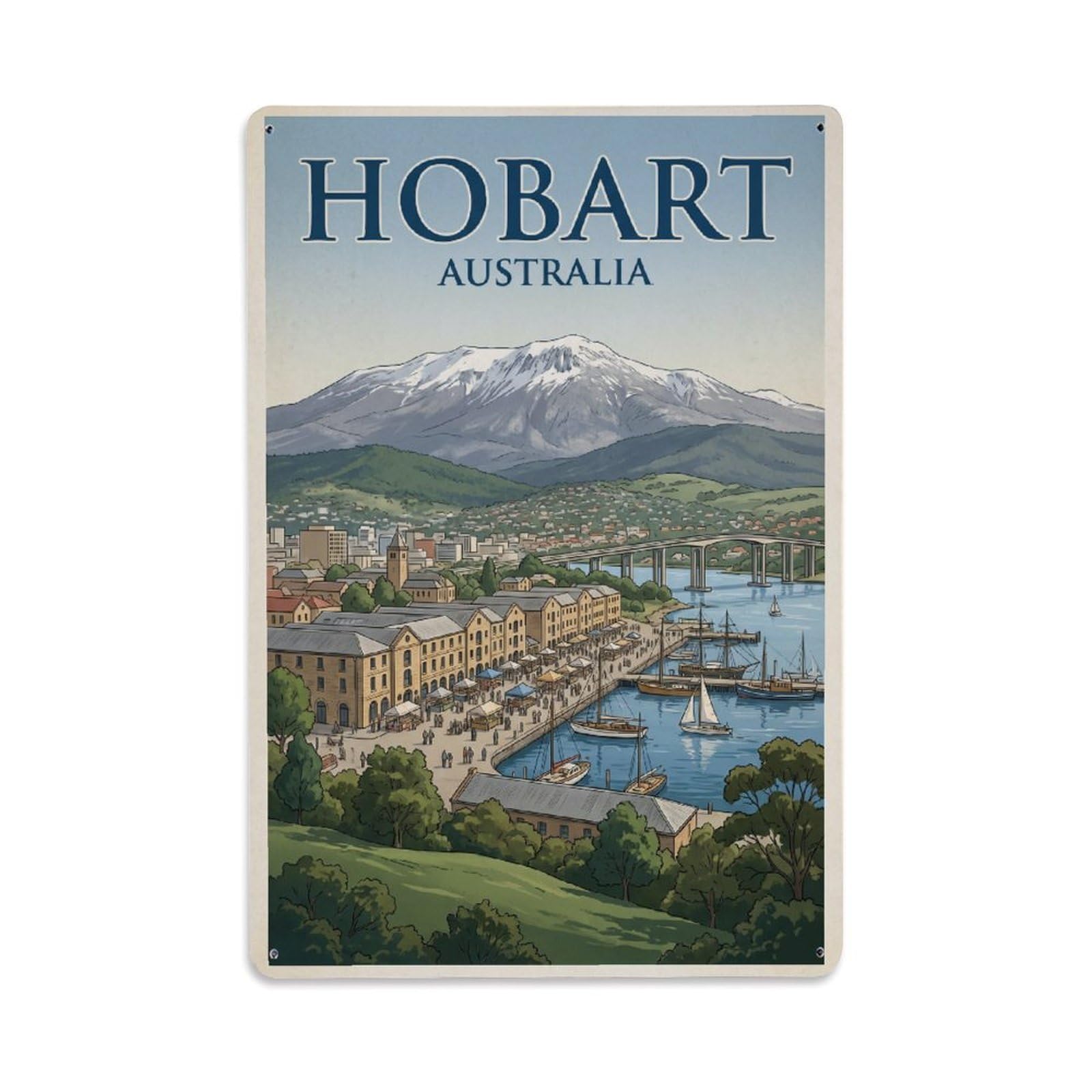 Metal Tin Sign Australia Hobart Retro Travel
