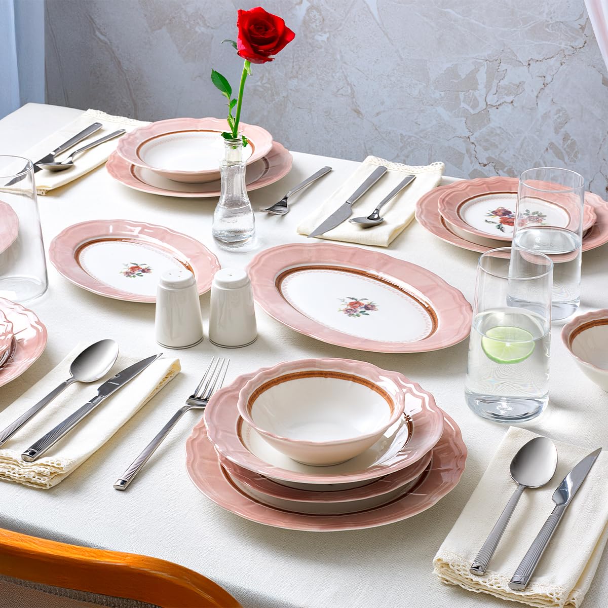 Aryıldız Jardin Pembe 30 Parça 6 Kişilik Yemek Takımı