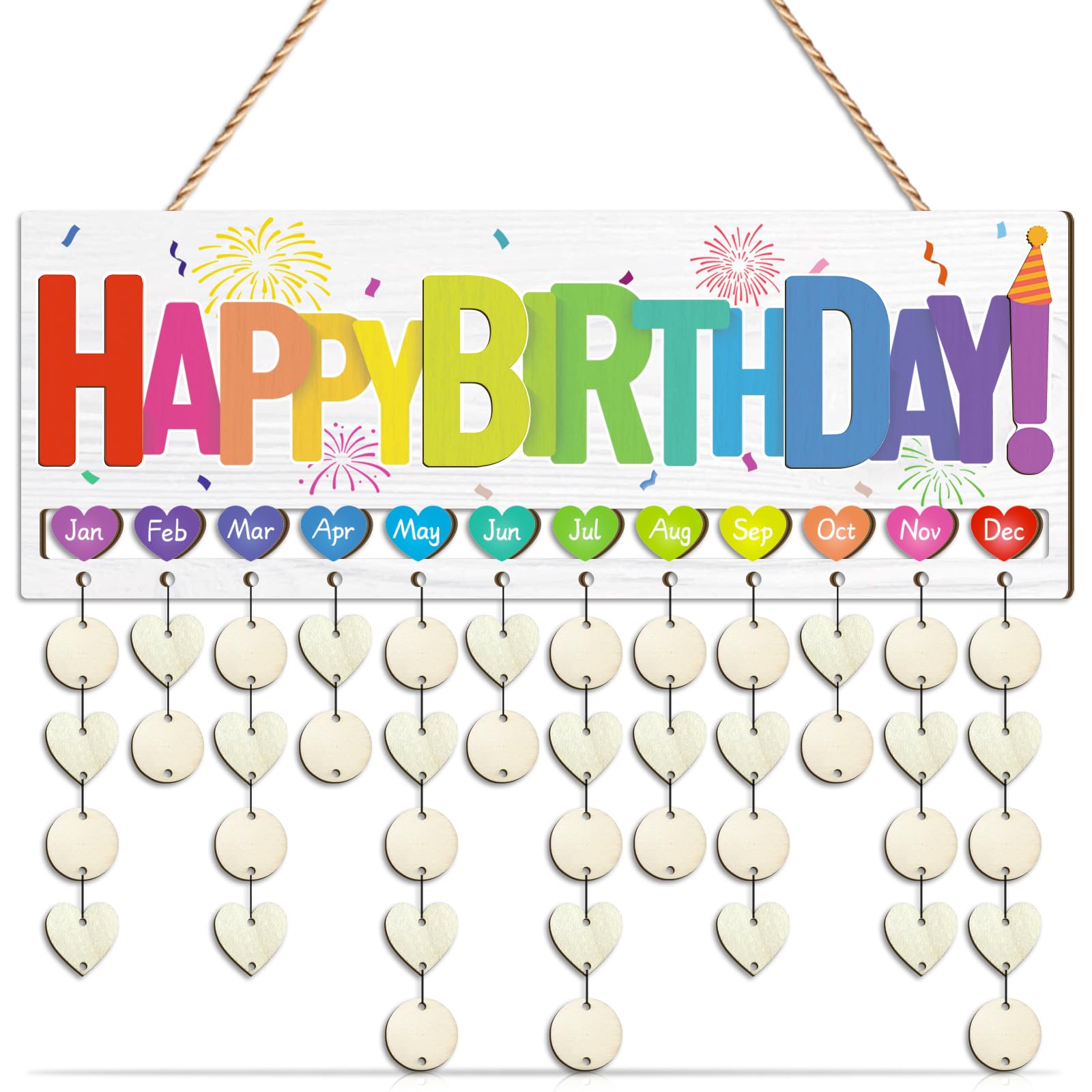 CHDITB Birthday Reminder Hanging Sign Colorful Family Birthday Sign Plaque — image 1