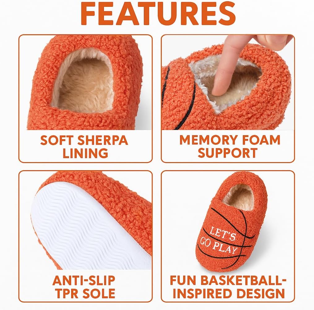 Boys Ball Sports Slippers Kids Warm Bedroom Slippers Memory Foam Non-Slip Winter Indoor Shoes (Toddler/Little Kid/Big Kid) - Image 4
