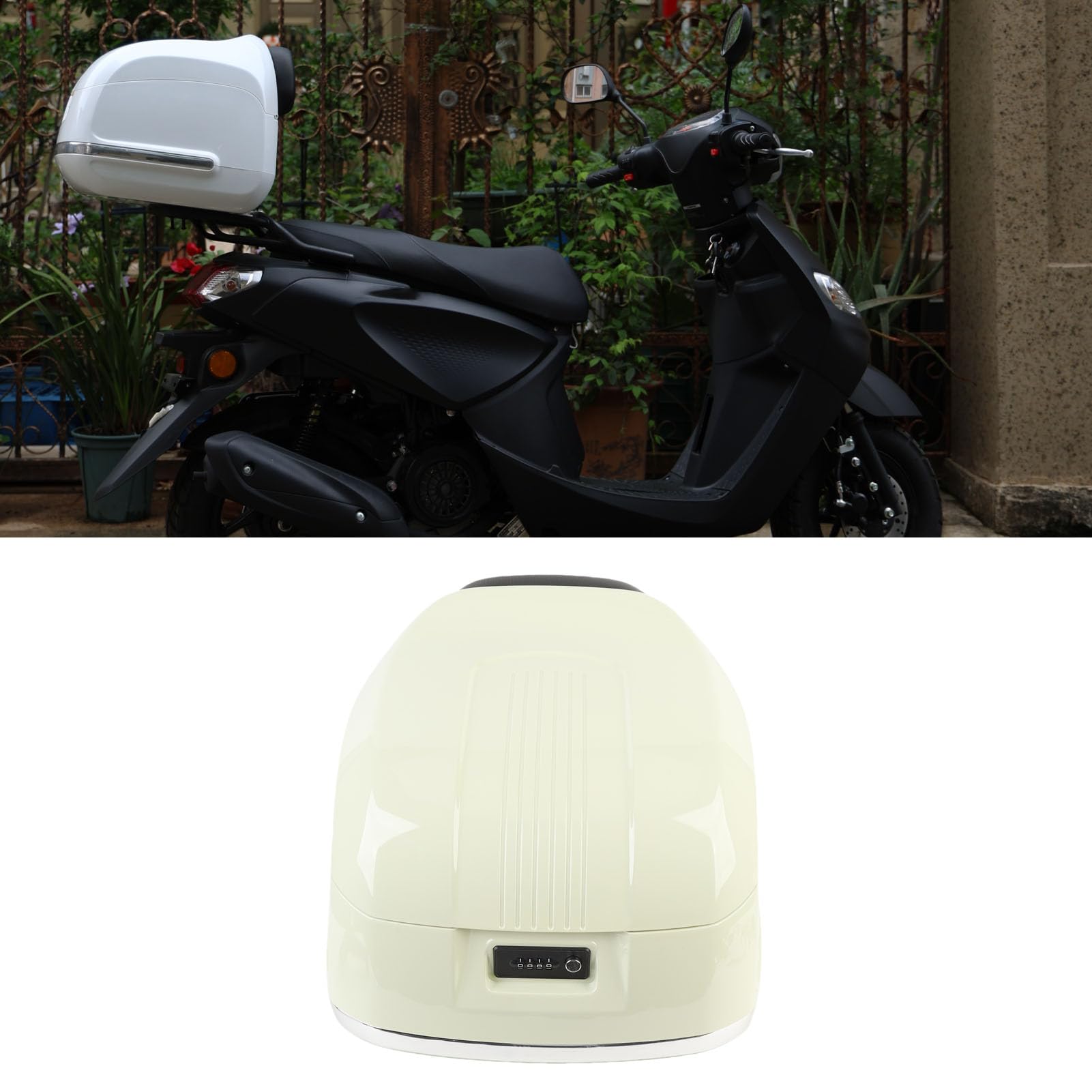 Qqmora Kufer Tylny Moto 35L Stylowy, Przeciwdeszczowy Pokrowiec ABS na Bagażnik Moto na Pełnowymiarowe Kaski i Akcesoria Jeździeckie (Zielony)