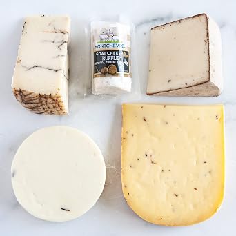 igourmet Truffle Cheese Assortment - Our 5 Favorite Truffle Cheeses - Boschetto al Tartufo Bianchetto, Raw Milk Gouda with Truffles, Moliterno Black Truffle Pecorino, Perlagrigia with Truffles, and