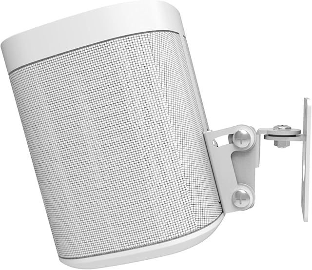 Play 1 Wall Mount White, Compatible with Sonos Play:1 Only, Adjustable Swivel & Tilt Mechanism, Mounting Bracket Includes All Fixings