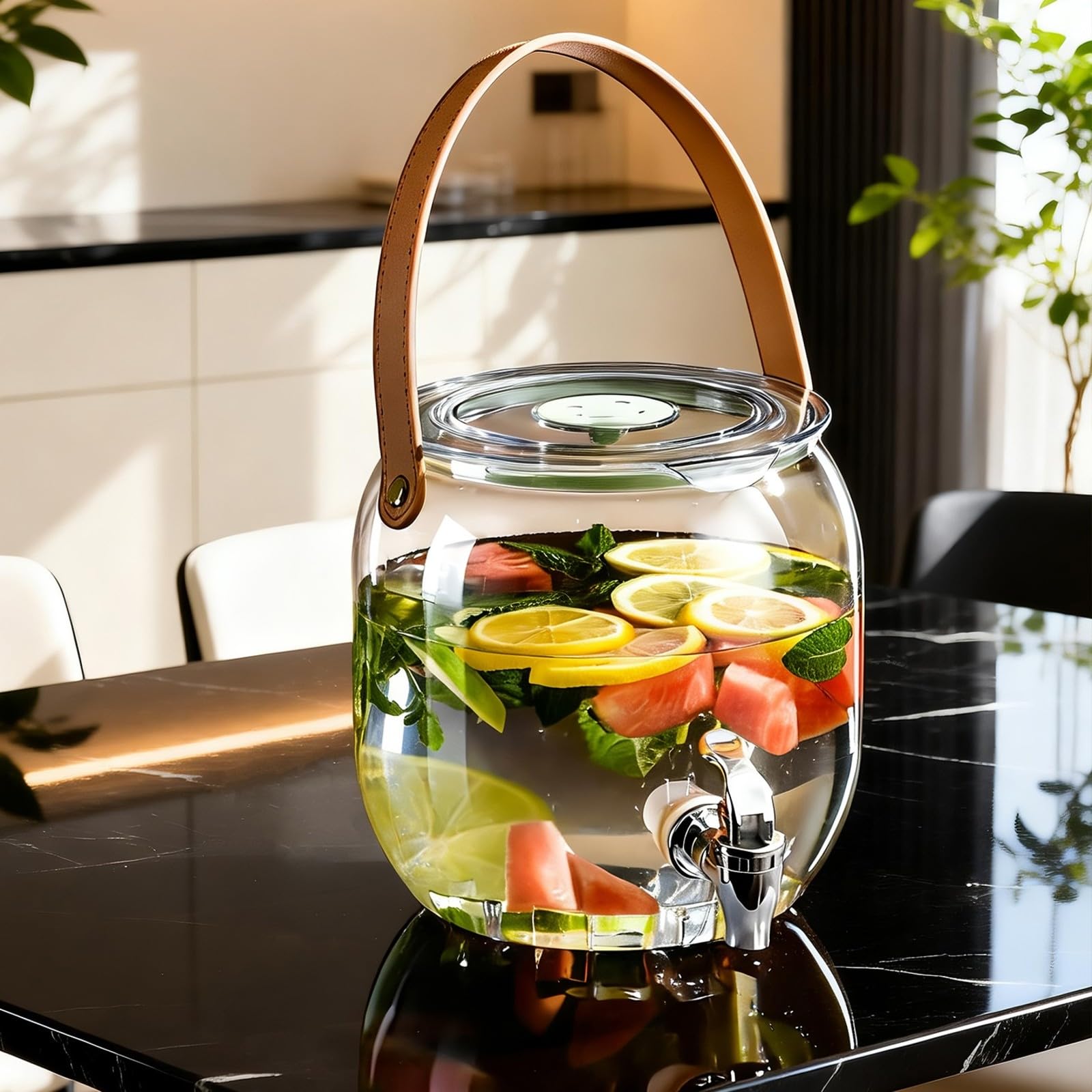 Glasbehälter für Getränke mit Zapfhahn Und Stabiler Standfläche für Saftschorle Eistee Und für Buffets Und Grillabende, XXL