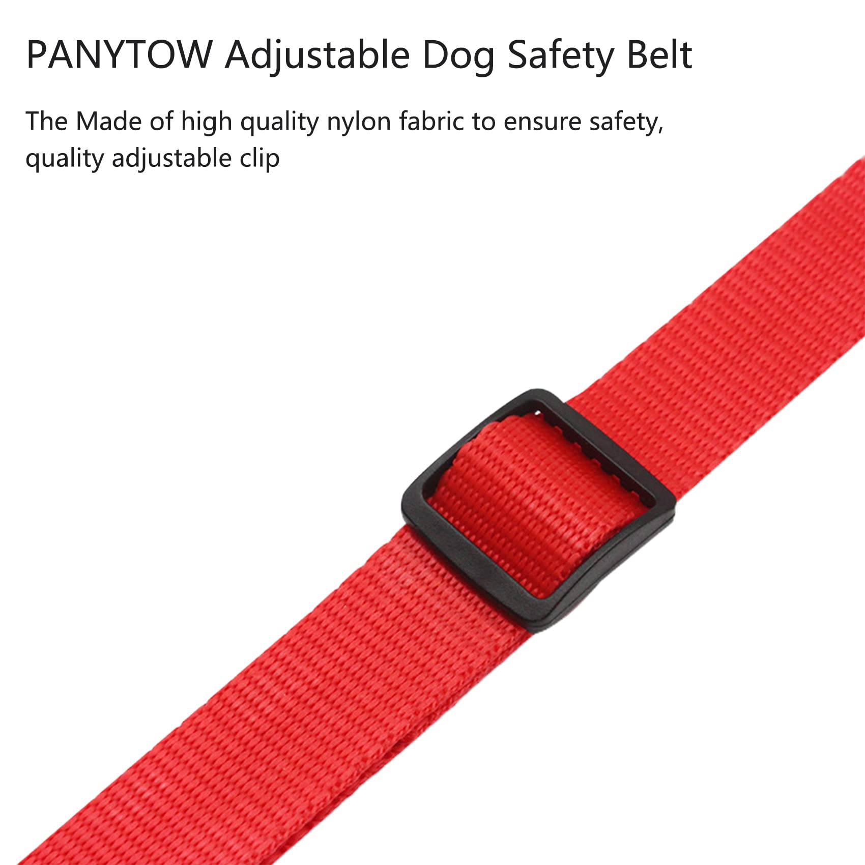 PANYTOW Adjustable Dog Safety Belt for Car-Dog Seat Belt for Car -Dog Car Harness, Red - Image 3