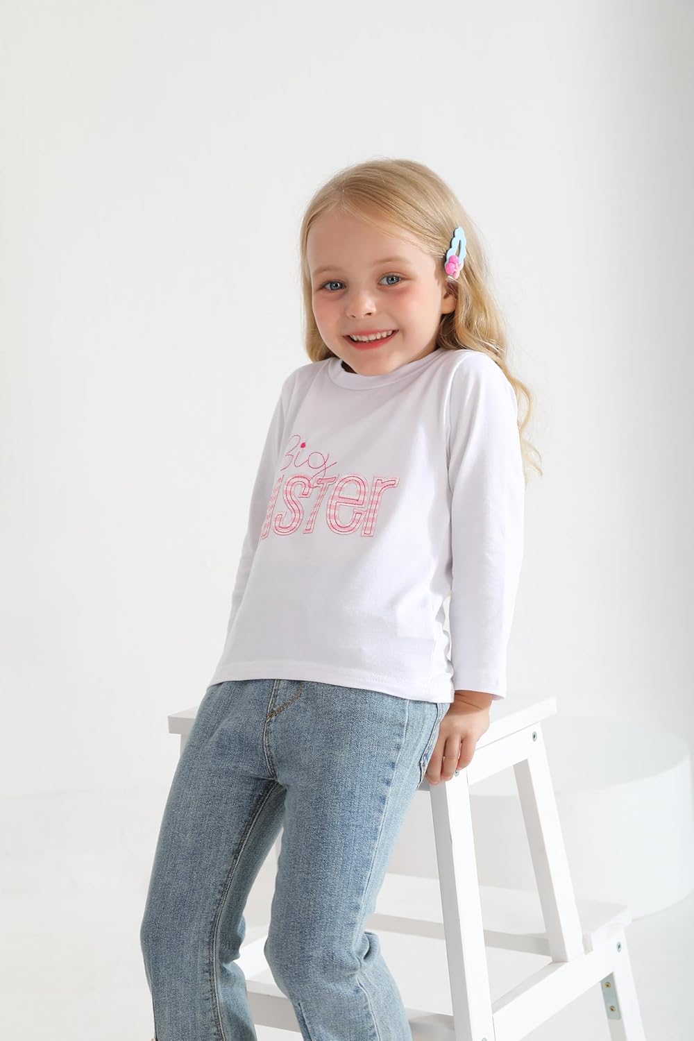Big Sister Shirt for Toddler Girls Long Sleeve Tops Promoted to Big Sister Clothes Little Baby Announcement Outfits - Image 6