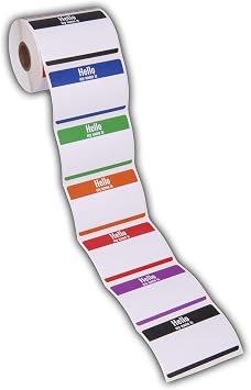 350 Pack Hello My Name is Stickers Identification Badges, 3.5" X 2.25" Peel and Stick for Conferences, Offices and Schools - Made in The USA Multicolor 1 PK