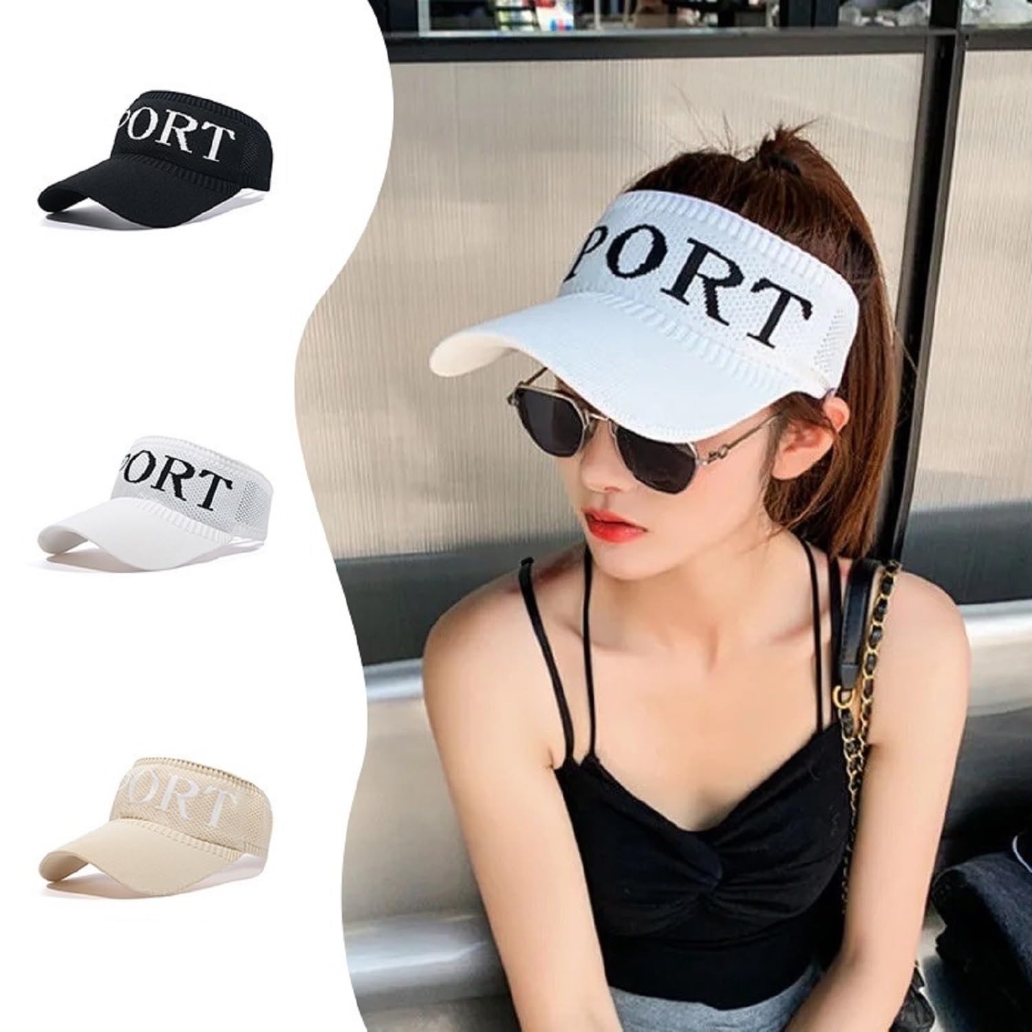 Tqloqz Sports caps for Men and Women Half Visor Peak hat White - Image 3 thumbnail