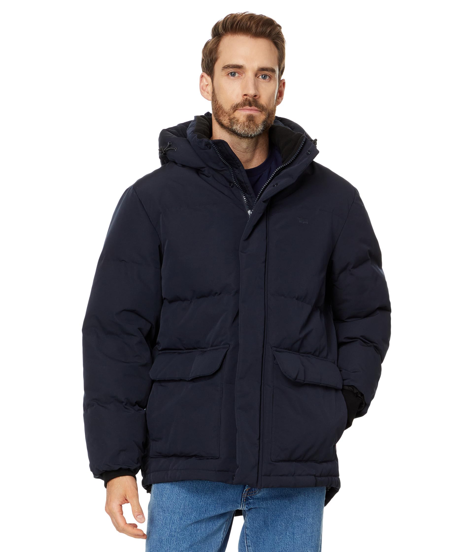 Levi's Men's Quilted Puffer Parka Jacket, Navy, XXL