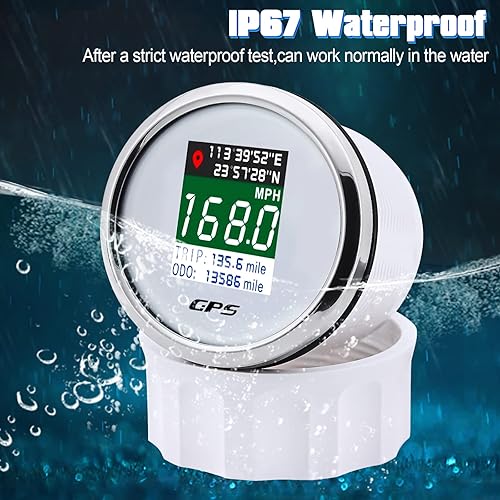 Miniatura 13 de ARTILAURA Velocímetro GPS de 2-1/16 pulgadas, 2.047 in, velocímetro, GPS, medidor de velocímetro, MPH, km/h, nudo, TFT, antena, odómetro para Negro