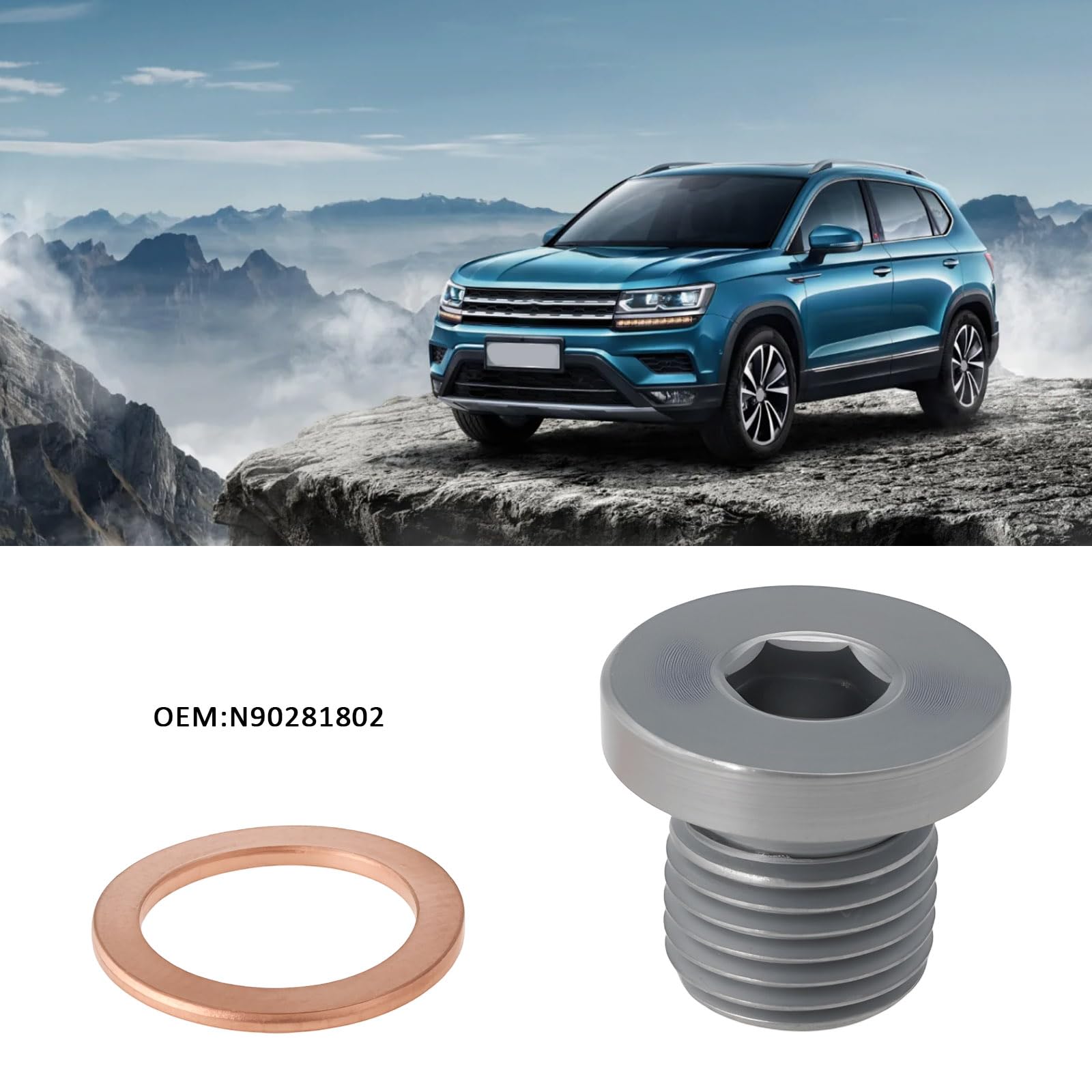 2 szt. M10 x 13 mm korek spustowy oleju z uszczelką N90281802 kompatybilny z Volkswagenem, kompatybilny z Audi