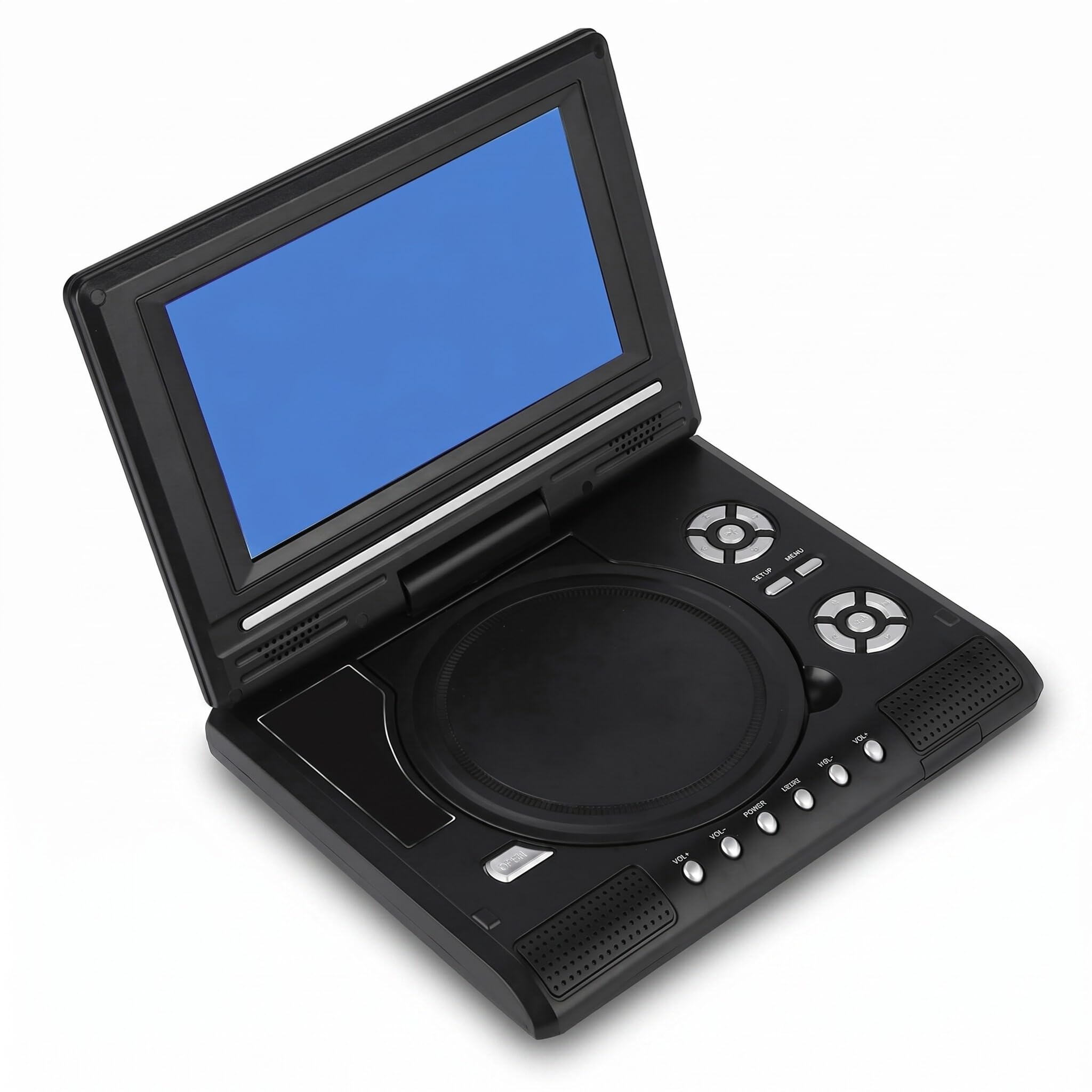 Lecteur de DVD Portable 7 ", Mini HD pivotant Écran 16: 9 de Voiture, Film CD CD TV/Fonction de Jeu Grande mémoire avec Batterie Rechargeable pour Voiture/Maison/extérieur/Voyage(EU)