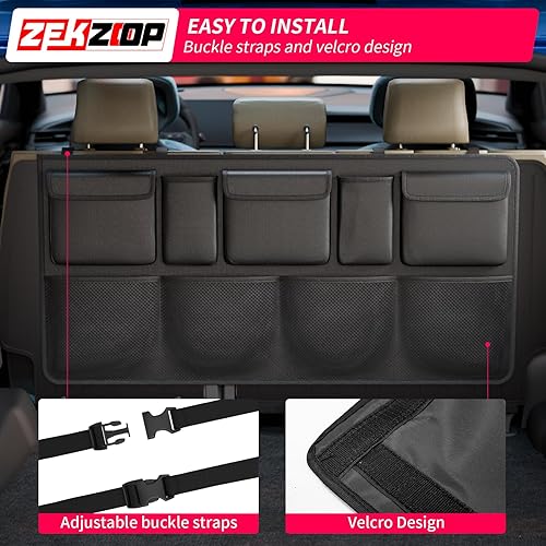 Miniatura 3 de Organizador de maletero de automóvil compatible con Toyota 4Runner 2010-2025, bolsa de almacenamiento para maletero de 5 asientos con 9 bolsillos,