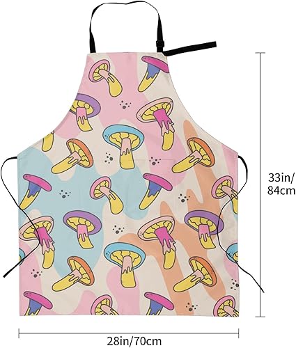 Miniatura 28 de Delantales para mujer con bolsillos, delantal de chef ajustable, correa para el cuello, delantal de cocina impermeable