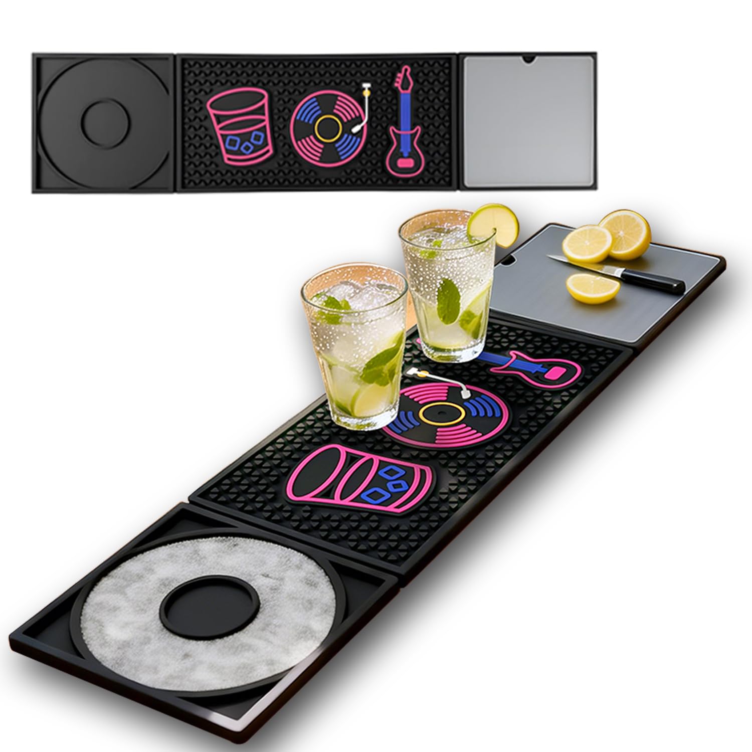 Barmatte,LIBRNTY Bar Service Mat (61.5 x 15.1 cm) Premium-Barmatte,Cocktail-Sets,Glas-Trockenmatte,strapazierfähige und stilvolle für Verschüttungen,Ideal für Kaffeemaschine & Küche