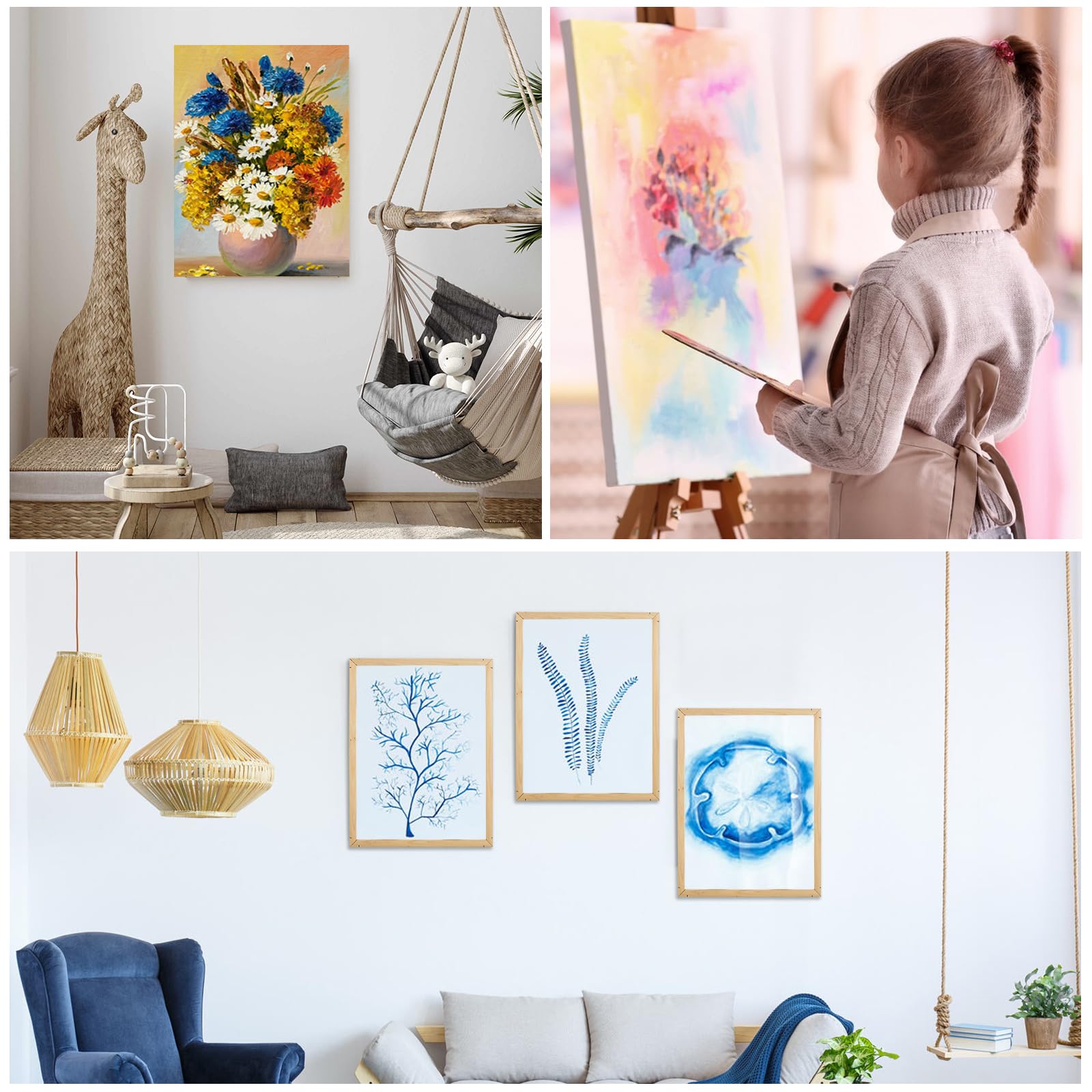 SHUESS 4-Pack Wood Canvas Stretcher Bars - 12x18 Inch DIY Frame Kit For Artwork