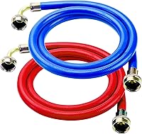 Cenipar 4FT Burst-Proof Rubber Washing Machine Hoses with 90° Elbows - 2 Pack Hot/Cold Water Supply Lines, 3/4" NPT Universal Fit