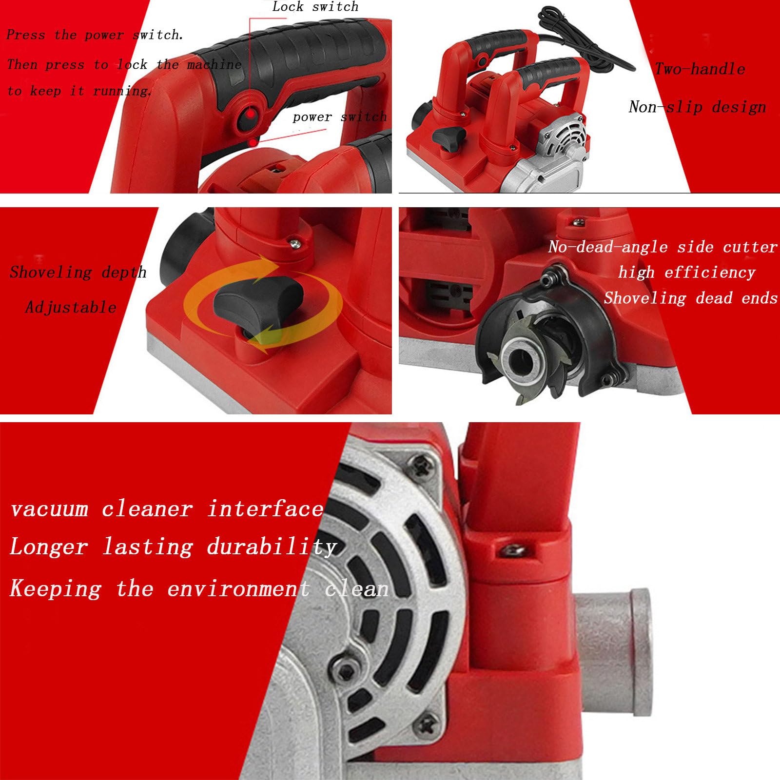 Pialletto elettrico tensione potenza 1600 W, profondità asportazione 1-4 mm, Piallatrice A Parete Elettrica, per Appiattimento del Vecchio Muro 220V