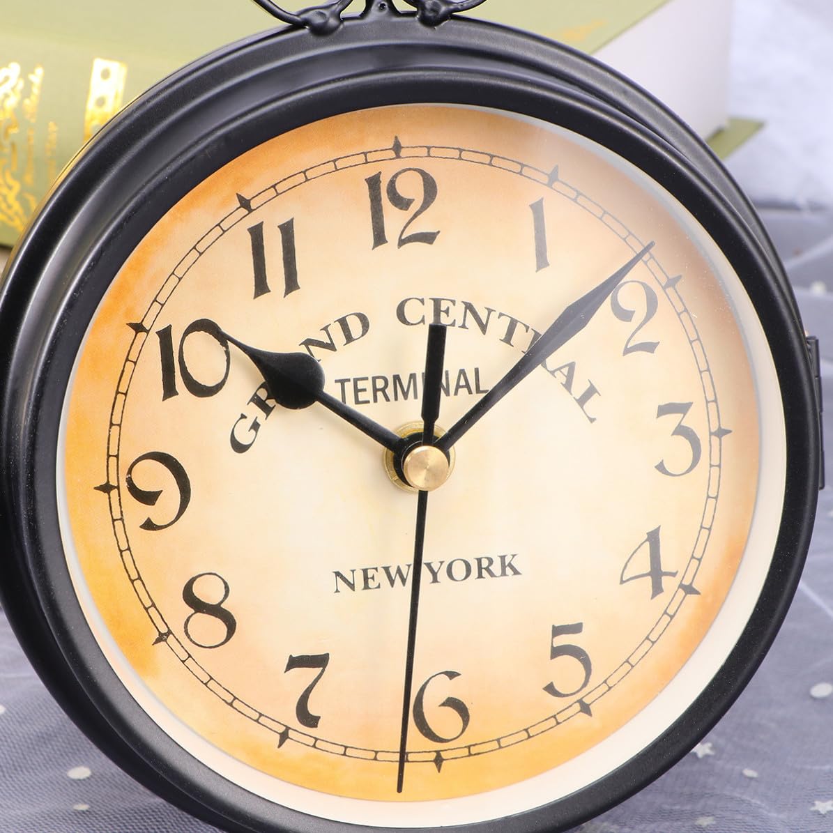 Reloj de Pared Estilo Europeo de Hierro Negro Redondo de Doble Cara