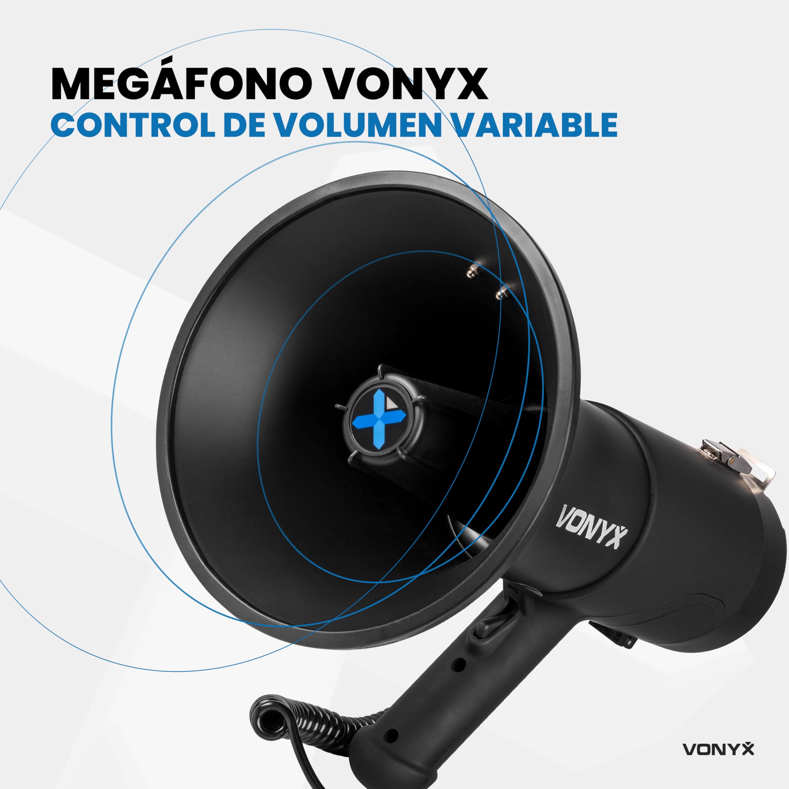 Vonyx MEG075 Megáfono Bluetooth Portátil 75W, Reproductor MP3, Batería Recargable, Negro