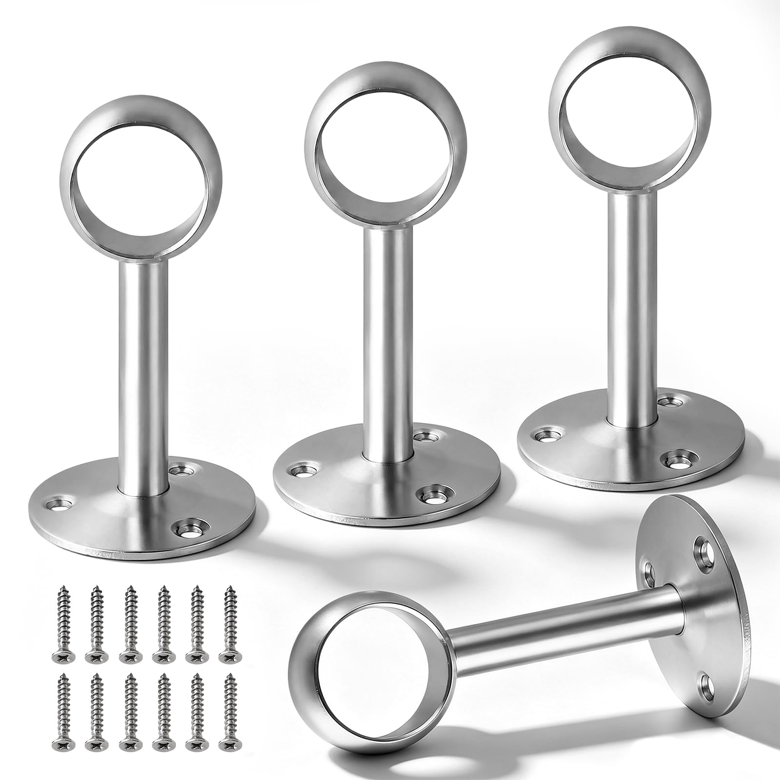 4 pcs Curtain Pole Holders, Rod Support Bracket 32mm Ceiling Curtain Pole Brackets Curtian Rail Hooks Hangers for Closet Bathroom Drapery Poles