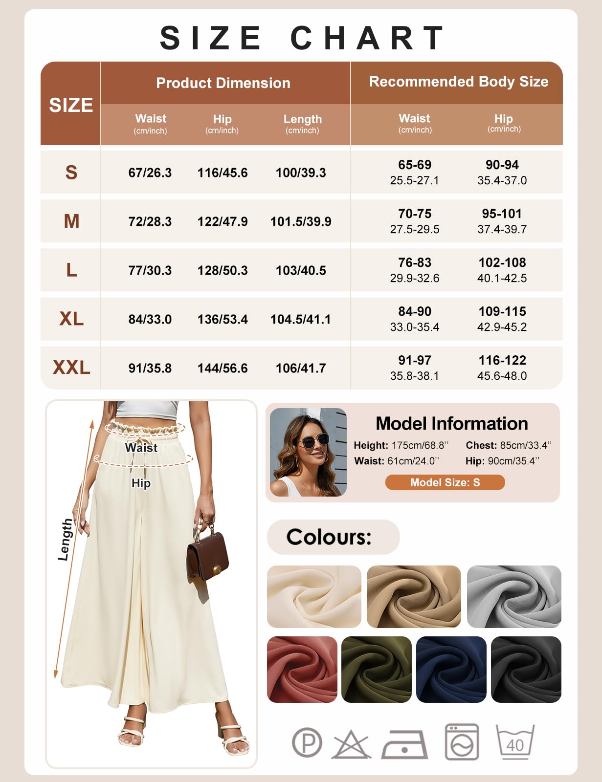 CMTOP Pantalones Mujer Palazzo Ligeros Elásticos Cintura Alta Casual Anchos Suelto Cómodos Flojo Playa Bolsillos Cordón
