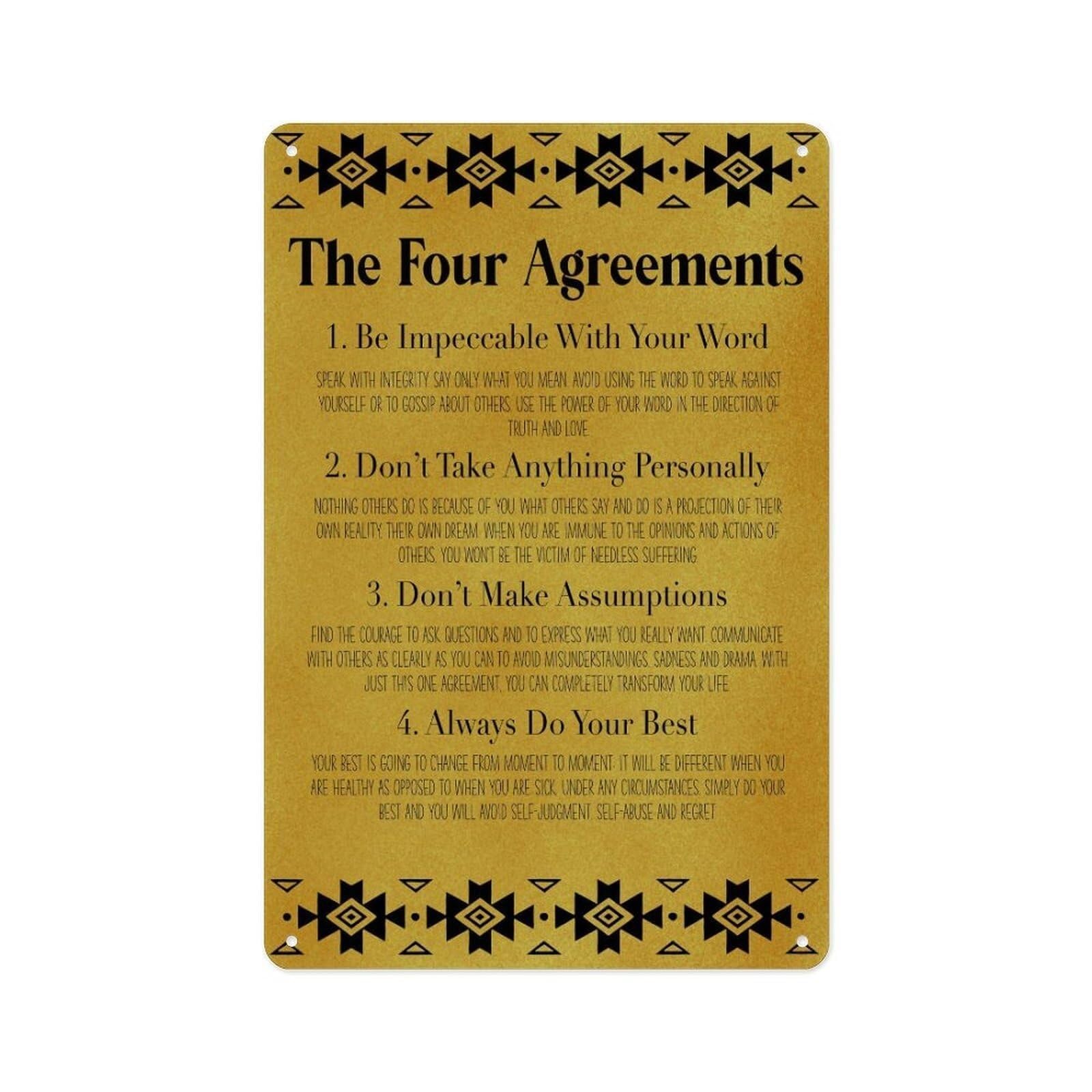 GYQYJPFZM Toltec Wisdom The Four Agreements Motivational Wall-Art Canvas Print for Office Classroom(Unframed,12x18inch(30x45cm))