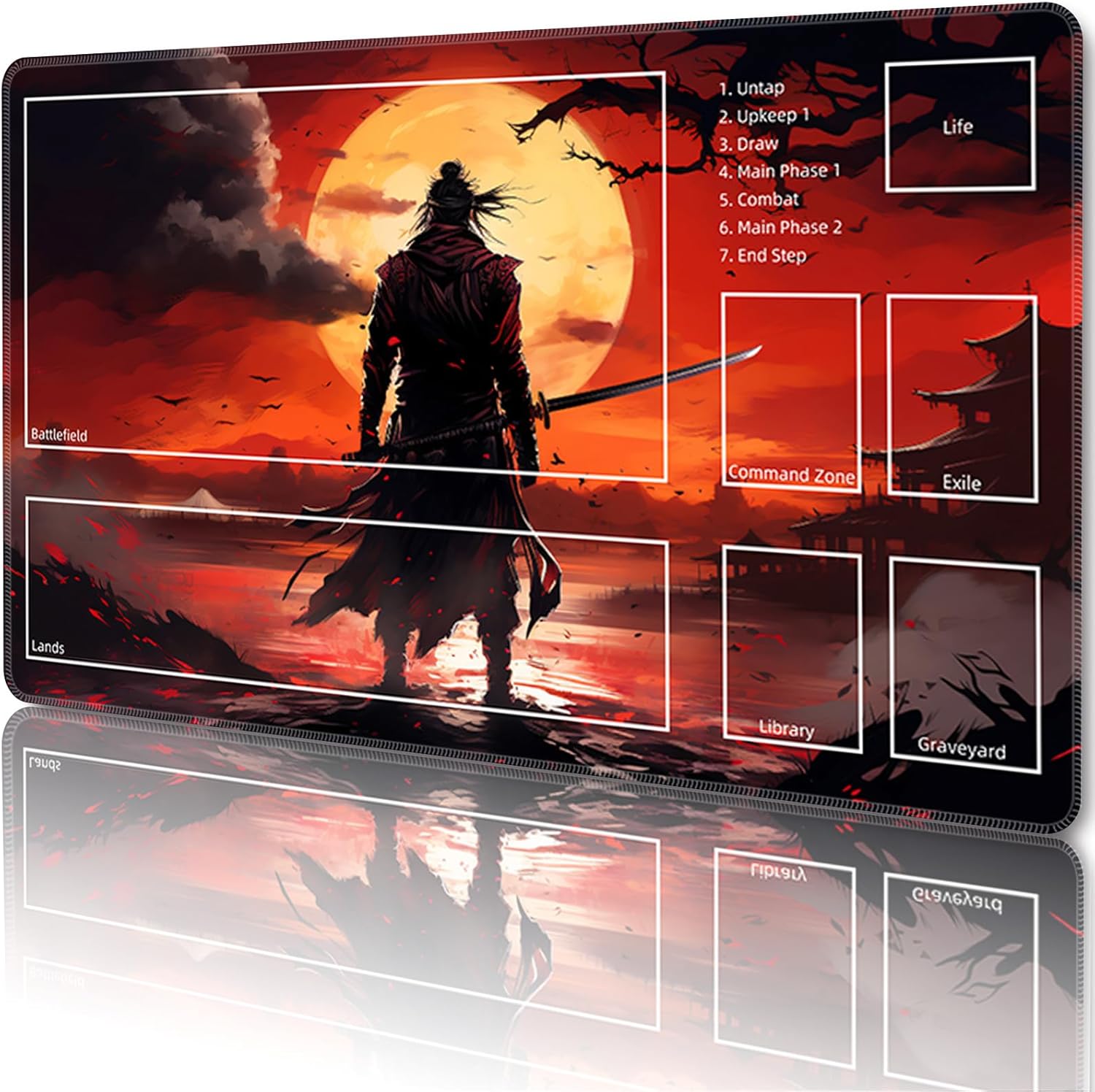 MTG Playmat Magic Card Playmat Games Mat,TCG & CCG Card Games PlayMat with Free Storage Bags Size 24 x 14 Inches (No with Zones,USMap)