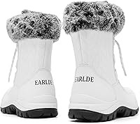 Vista 6 de EARLDE Womens Snow Boot With Waterproof Lace Up Mid-Calf Outdoor Winter Deep Tread Rubber Sole