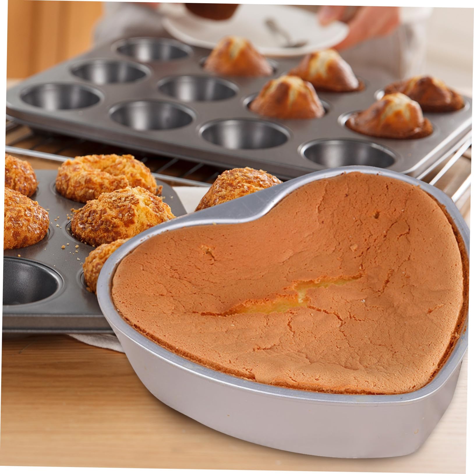 SOLUSTRE Molde para Pastel de Corazón 20 Cm Aleación de Aluminio Antiadherente Conductividad Térmica Rápida para Repostería DIY Tartas, Queso y Mousse, Uso Doméstico, Molde Desmontable