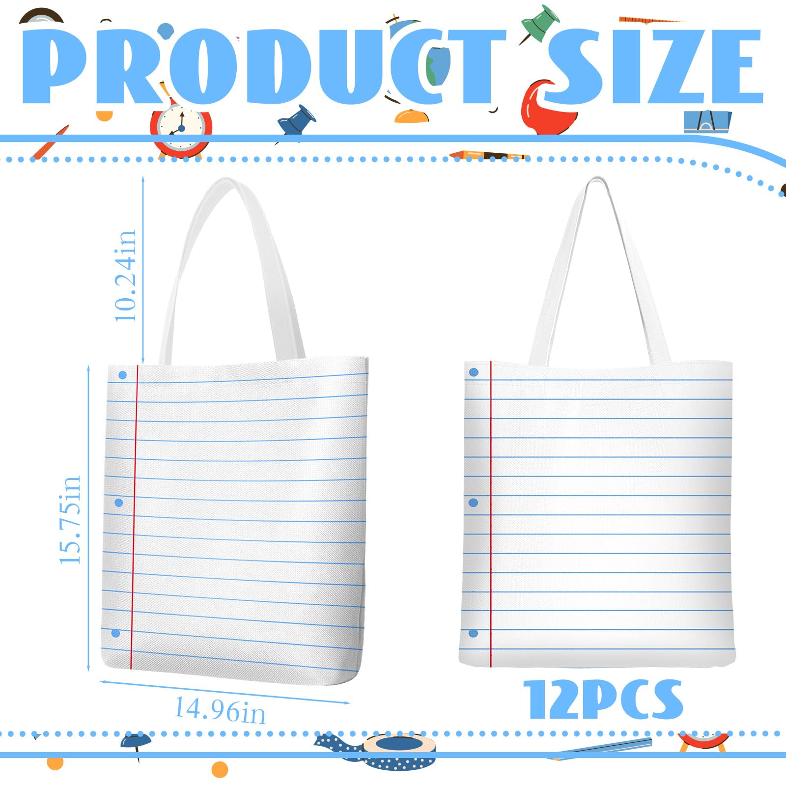 Borsa in tela per appunti con scritta "Thank You" (lingua italiana non garantita), regalo per insegnanti, per feste in ufficio