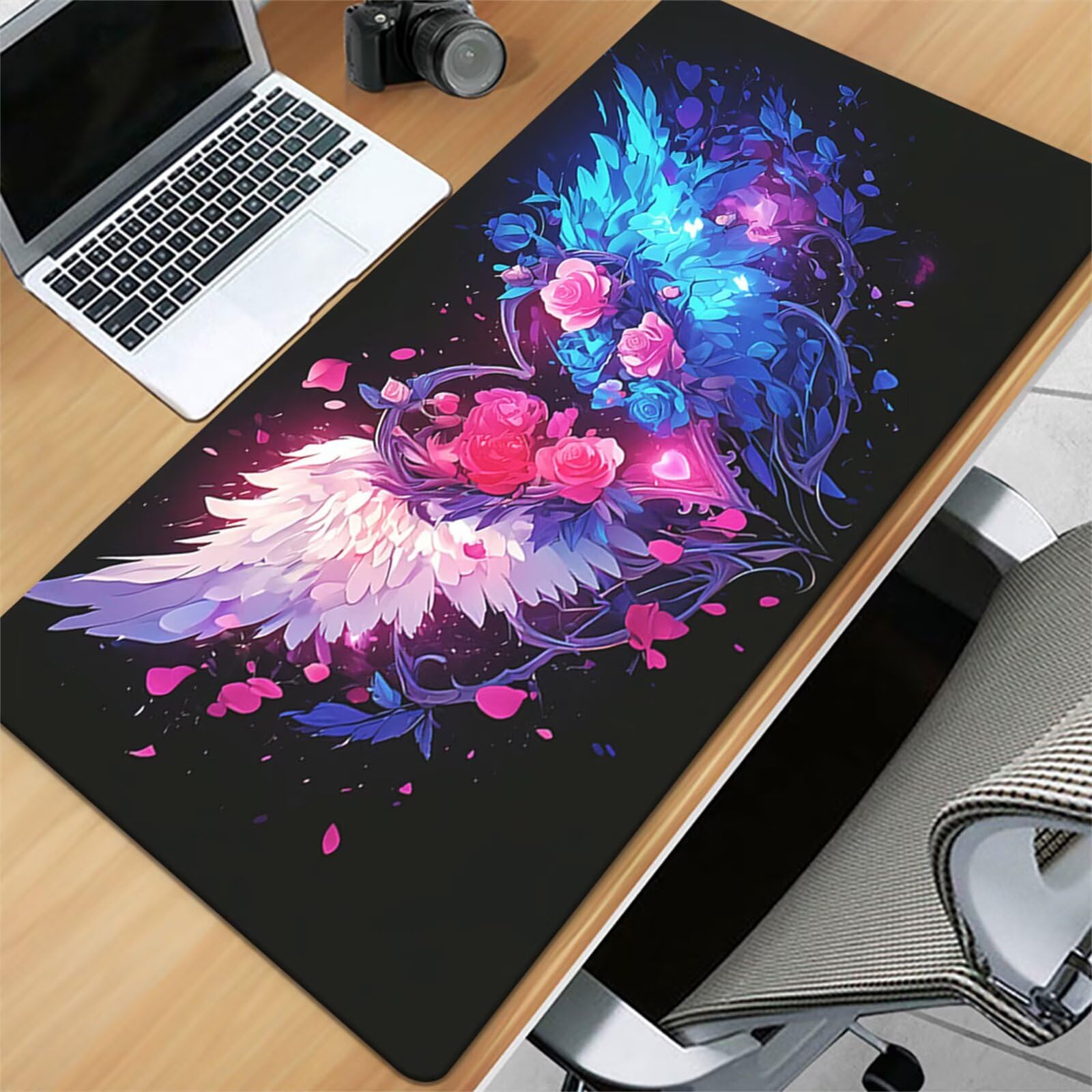 Tappetino Mouse da Gioco 1200x600x2mm, Ali Fiori Mouse Pad XXL ad Alta Precisione e Velocità, Base in Gomma Antiscivolo Ultra-Grip, Tappetino per Scrivania Tastiera e PC