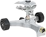 STYDDI Metal Pulsating Sprinkler on in-Series Metal Wheeled Base, Adjustable Circular Water Sprinkler for Medium to Large Circular Lawn, Yard, Garden and Large Areas, Coverage up to 6,360 Sq. ft