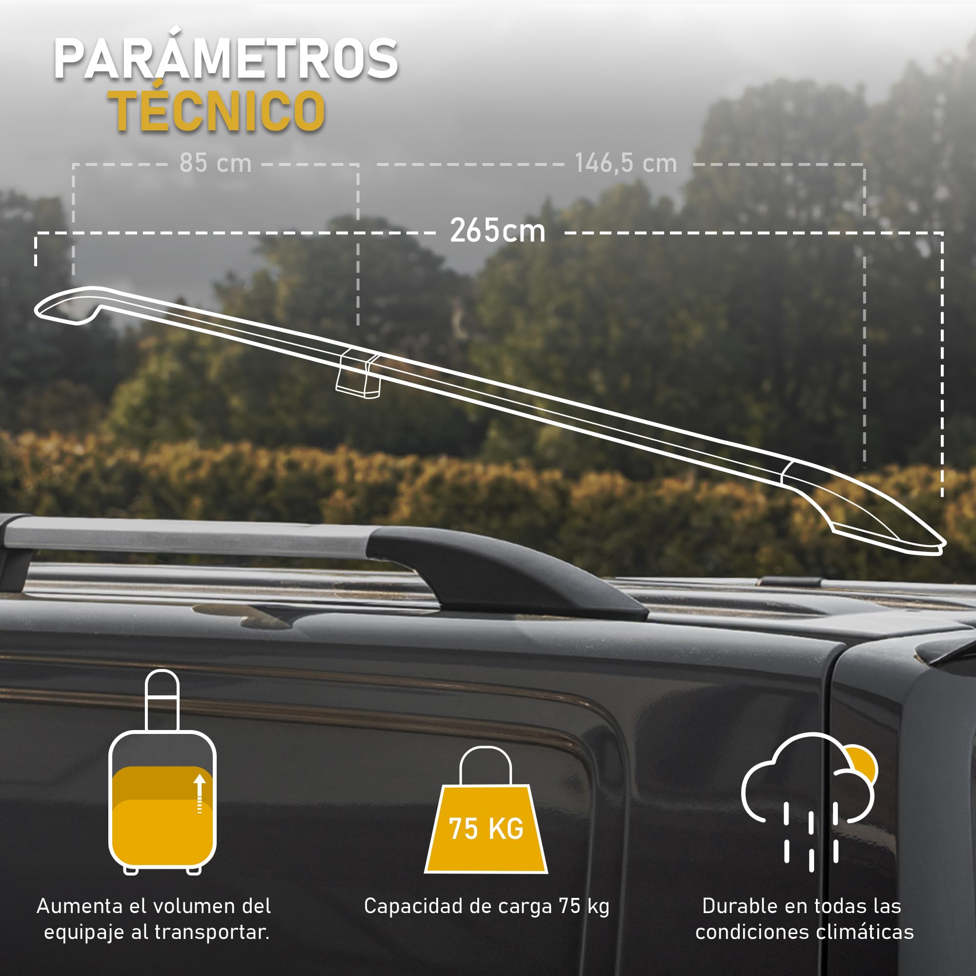 CHROMEMASTER | Compatible con Mercedes Vito/Viano W639 Short 2003-2014; Barras Portaequipajes, Rieles de Techo; Se Utilizan Para el Montaje de Portaequipajes de Techo, Cajas de Techo o Portabicicletas