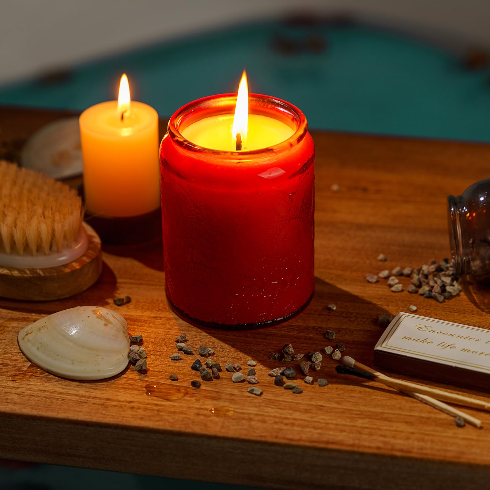 Amazon.com: 8oz Embossed Glass Candle Container with Tin Lid and