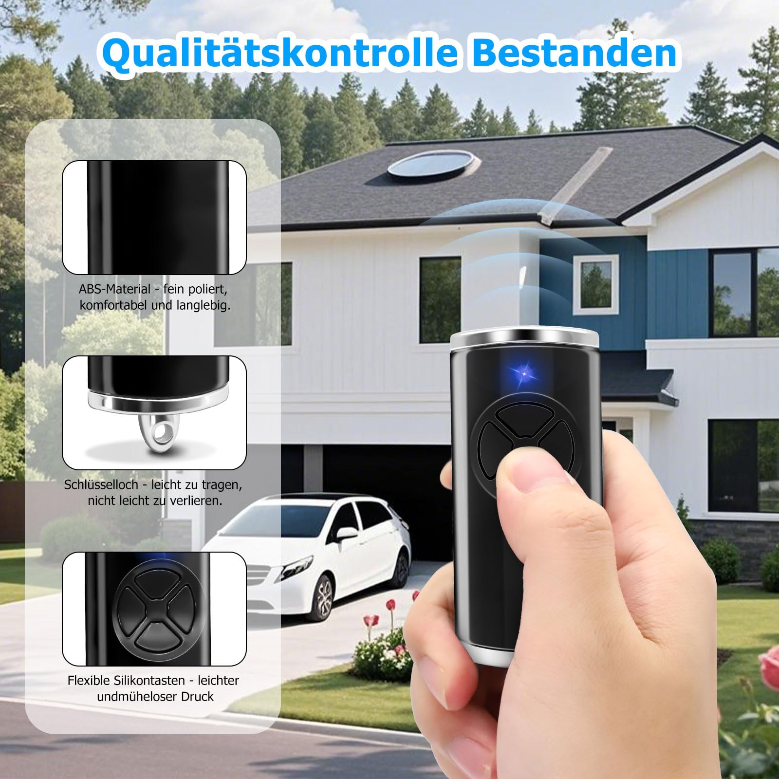Trasmettitore di Ricambio HSE4-868-BS, Apriporta Garage 868,3 MHz, 4 Canali, Compatibile HSE2-868-BS, Nero
